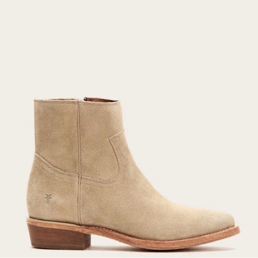 FRYE Billy Inside Zip Suede Ankle Booties 7.5 Tan